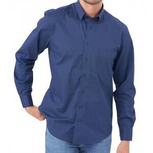 NEW LEO CHEVALIER printed circle cotton sport shirt in navy blue
